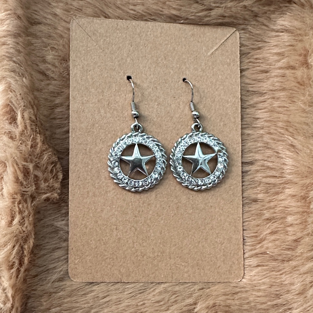 Silver Star Western Earrings